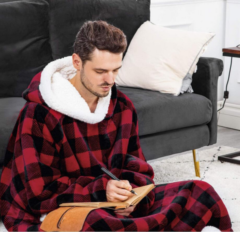 Winter TV Hoodie Large Thick Blanket Winter Warm Home Clothes Women Men Oversized Pullover With Pockets