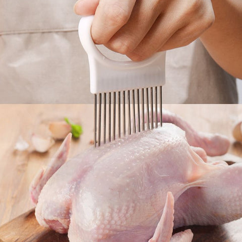 Stainless Steel Onion Fruits Vegetable Meat Needle Fork Slicer Tomato Cutter Cutting Holder Kitchen Accessorie Tool