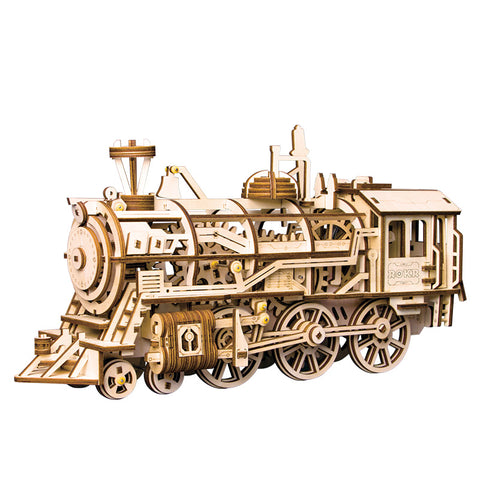 Robotime DIY Movable Locomotive By Clockwork Wooden Model Building Kits Assembly Toys Gift LK701 For Dropshipping