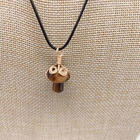 New Winding Small Mushroom Natural Stone Necklace