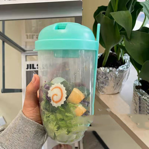 Ins Style Salad Cup With Fork And Cover Is Portable