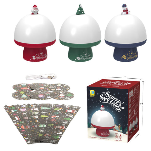 Christmas Starry Sky Projector Night Light Cartoon Santa Snowman Xmas Tree USB Rechargeable Rotatable Projection Lamp Music
