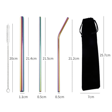 304 Stainless Steel Straw Package Creative Color Milk Tea Drink Coffee Metal Straw