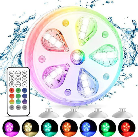 LED Swimming Pool Light RGB Underwater Light Waterproof Remote Control Diving Light Suction Cup Magnet Fish Tank Underwater Light