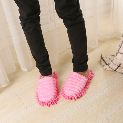 New Fluffy Striped Lazy Floor-scrubbing Slippers