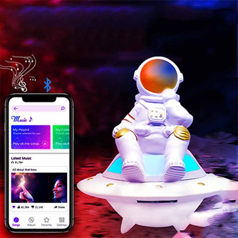 Moon Light UFO Astronaut Luminous Wireless Bluetooth TWS Speakers Creative Birthday Gift Decoration Loudspeaker Support TF FM