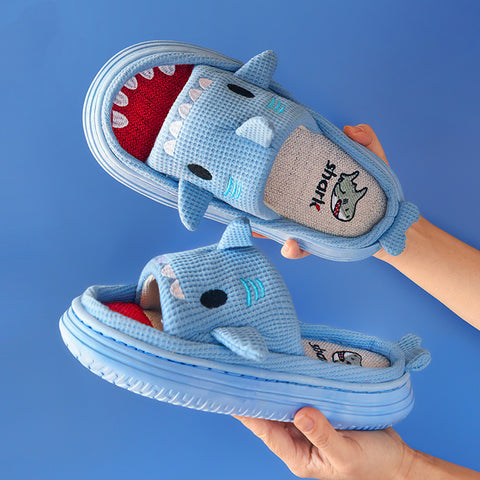 Cute Shark Slippers For Women Cartoon Thick Sole Couples House Shoes Slides