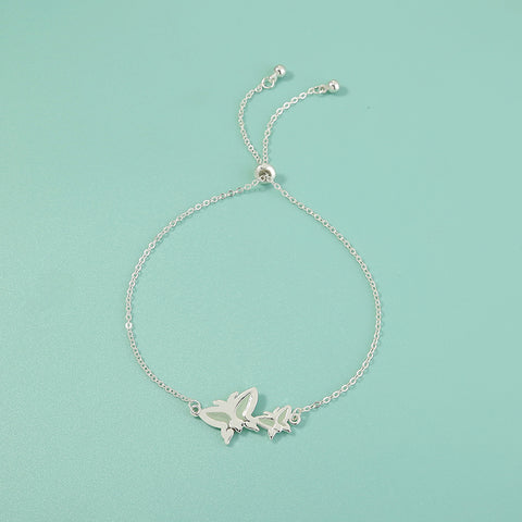 Copper Butterfly glow-in-the-dark Silver Bracelet