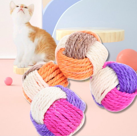 Pet Supplies Cat Toy Three-color Collection Sisal Ball