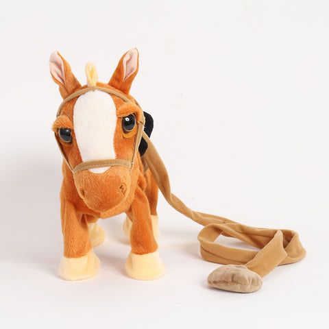 Children's Electric Plush Toy  Will Sing And Dance Simulation Horse Leash Walking Electronic Horse Machine Horse