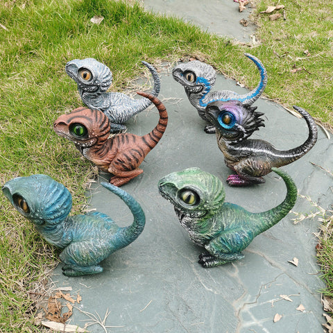 Cute Dinosaur Garden Statues Resin Velociraptor Ornament Realistic Dinosaur Statue For Garden Office Table Decor Kids Gifts