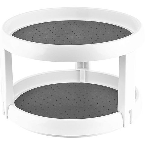 Two Level Storage Turntable - Multi Level Rotary Kitchen Spice Manager for Cabinets, Pantries, Bathrooms, Refrigerators