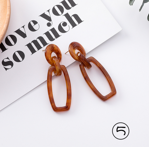 Simple and stylish acrylic geometric leopard stud earrings wooden earrings