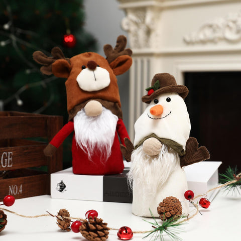 Corduroy Knitted Christmas Gnome Desktop Ornaments Plush Cute Snowman Elf Soft Doll Home Desk Craftwork Bedroom Decor
