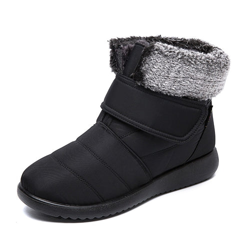 Women Snow Boots Winter Warm Shoes With Velcro Design Flat Ankle Boots