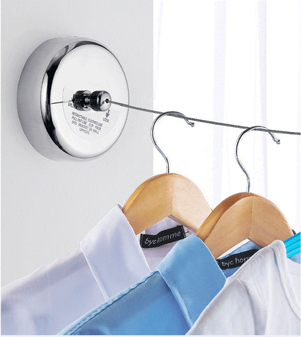304 Stainless Steel Retractable Washing Line With Steel String Wire Rope Wall Mounted Clothesli No Punching Home Supply
