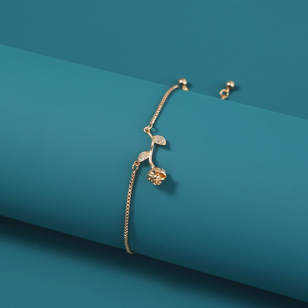 Brass Rose Gold Plated Adjustable Pull Bracelet