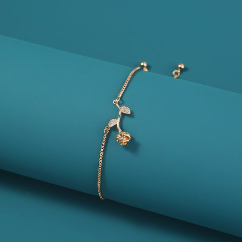 Brass Rose Gold Plated Adjustable Pull Bracelet