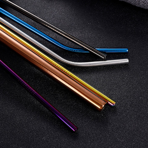 304 Stainless Steel Straw Package Creative Color Milk Tea Drink Coffee Metal Straw