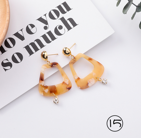 Simple and stylish acrylic geometric leopard stud earrings wooden earrings
