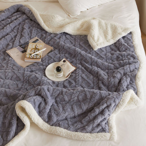 Jacquard Cut Flowers Plain Big Sofa Blanket Home Blanket Soft Outfit Matching Blanket