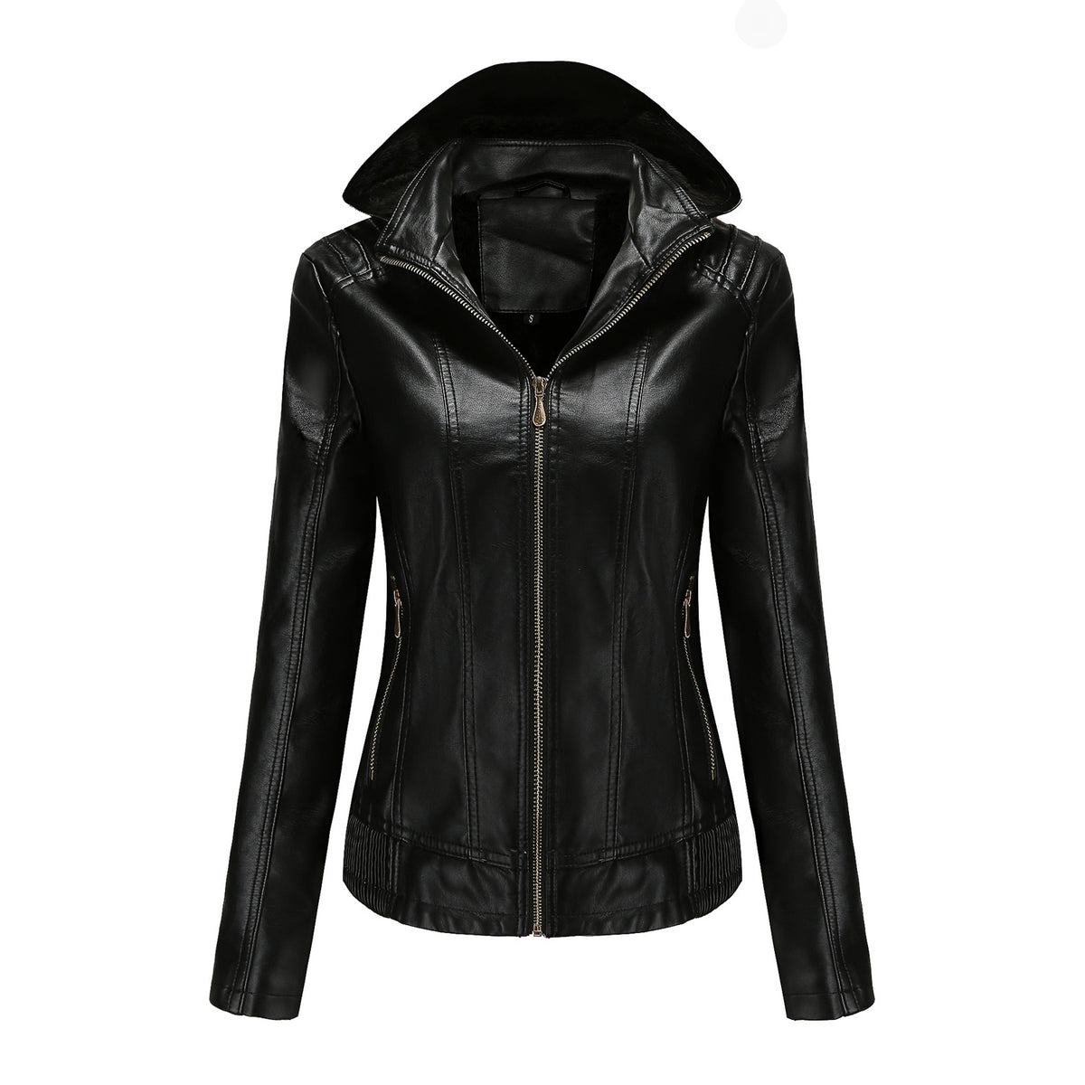 Women Leather Jacket European Size Female Coat 2022 Winter Women's Moto Biker Zipper Jacket Purple Bandage Coffee