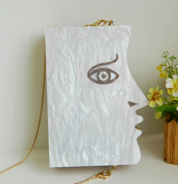 New Unique Design Wooden Acrylic White Evening Bags Fashion Women Ladies Handbags And Purses Luxury Day Clutches