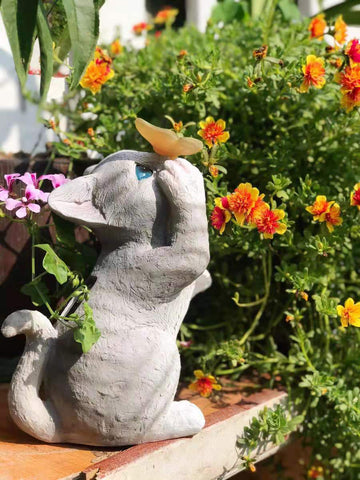Creative Resin Cat Solar Sculpture Ornaments Outdoor Villa Courtyard Statue Crafts Garden Micro Landscape Decoration Accessories