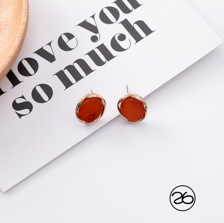 Simple and stylish acrylic geometric leopard stud earrings wooden earrings