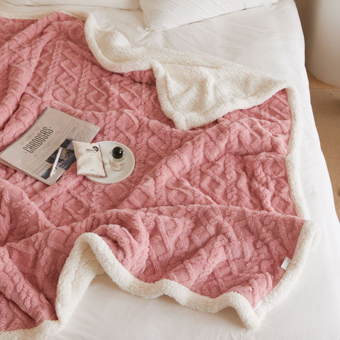 Jacquard Cut Flowers Plain Big Sofa Blanket Home Blanket Soft Outfit Matching Blanket
