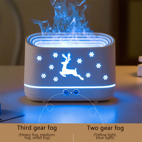 Electric Elk Flame Aroma Diffuser 300ml Mute Household Mini Atmosphere Lamp Christmas Home Decorations