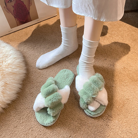 Warm Fashionable Women's Winter Home Slippers Cute Autumn Warmth Thick Plush Non-Slip Leisure Shoes Soft Bedroom Floor Slipper