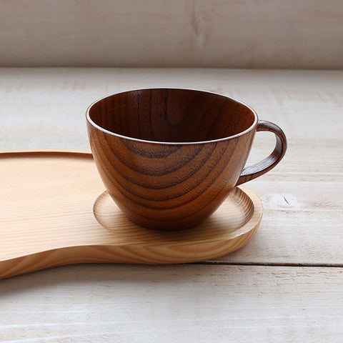 Traditional Lacquer Chestnut Wood Water Cup Tea Japanese Solid Coffee Mug