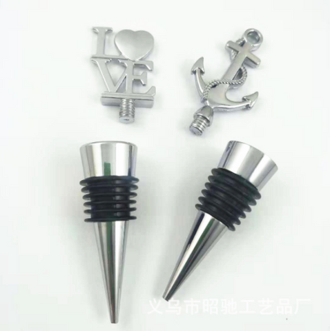 Manufacturer Sells Directly LOVE Ship Anchor Red Wine Stopper Creative Wine Stopper Zinc Alloy Bottle Stopper Fresh-keeping Stopper Christmas Gift