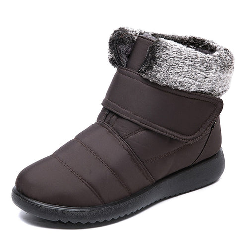 Women Snow Boots Winter Warm Shoes With Velcro Design Flat Ankle Boots