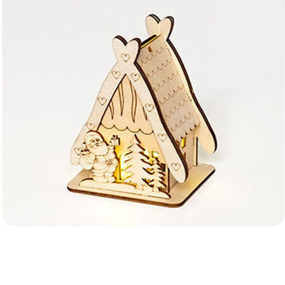 Christmas Decoration Wooden House Children's Handmade