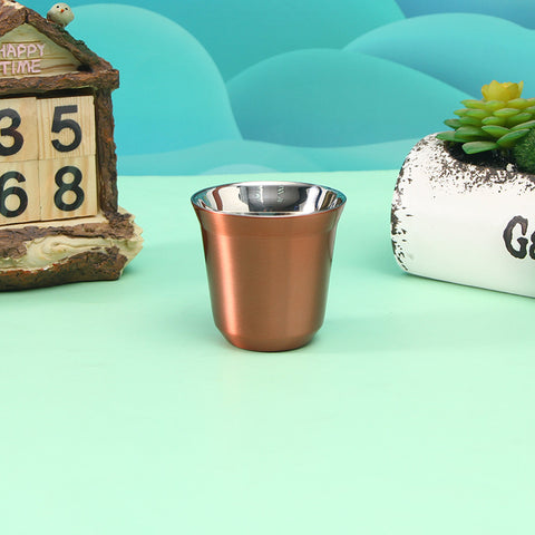 Stainless Steel Double-layer Coffee Cup Small Heat Insulation Tea Anti-scald