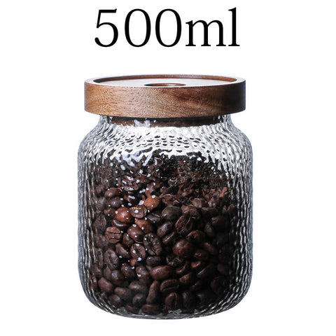 Acacia Food Coffee Bean Tea Glass Storage Jar