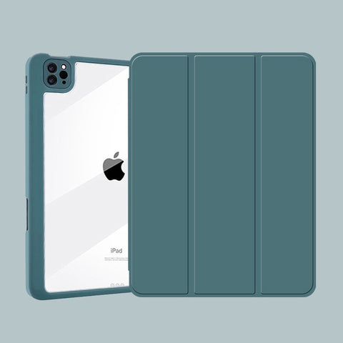 Magnetic Flat Leather Case Tri-fold With Pen Slot Separation
