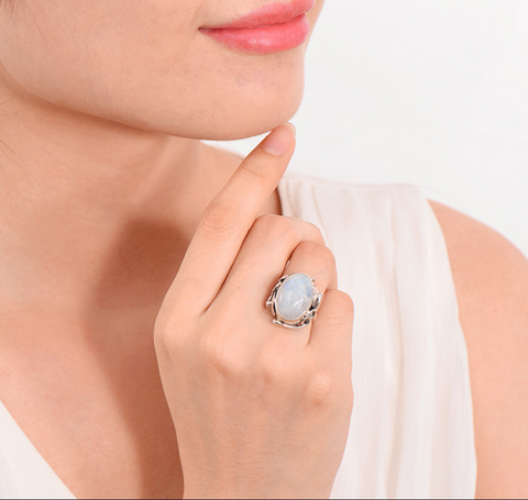 Cellacity Oval White Opal Ring For Women