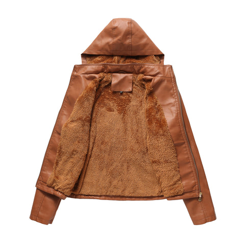 Women Leather Jacket European Size Female Coat 2022 Winter Women's Moto Biker Zipper Jacket Purple Bandage Coffee