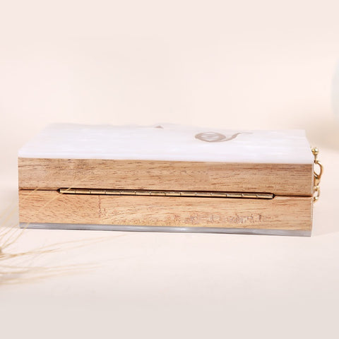 New Unique Design Wooden Acrylic White Evening Bags Fashion Women Ladies Handbags And Purses Luxury Day Clutches