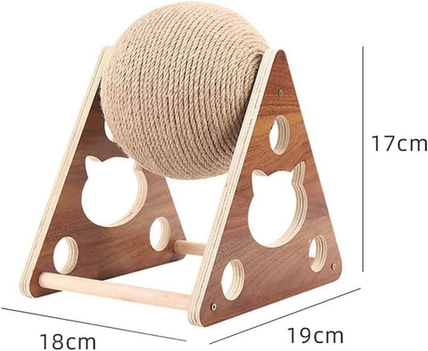 Wooden Cat Catching Treadmill Ball Toy Cat Grinding Claw Sisal Rope Ball, Cat Scratching Ball On Stand, Interactive Solid Wood Cat Catching Ball Pet Toy