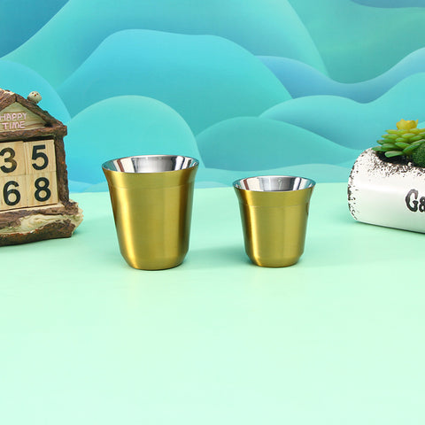 Stainless Steel Double-layer Coffee Cup Small Heat Insulation Tea Anti-scald