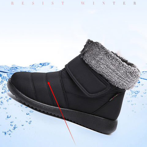 Women Snow Boots Winter Warm Shoes With Velcro Design Flat Ankle Boots