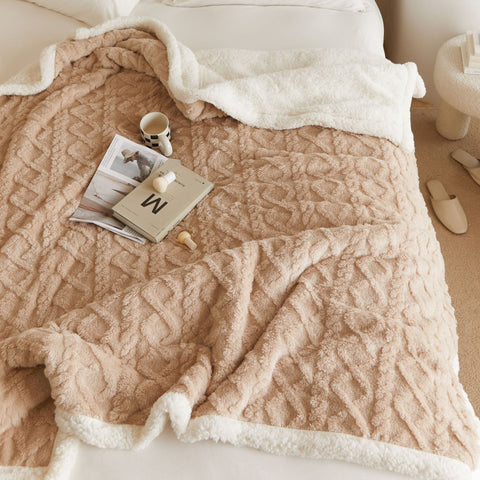 Jacquard Cut Flowers Plain Big Sofa Blanket Home Blanket Soft Outfit Matching Blanket