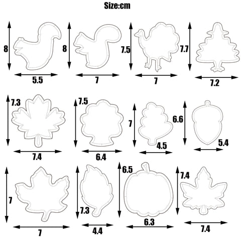 Thanksgiving Turkey Day Cookie Cutter Set Maple Leaf Pumpkin Squirrel Cookies Biscoito Mold Cake Decorating Fondant Cutter