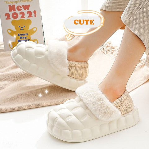 Winter Fashionable High Quality Non-slip Soft Warm Fur Removable And Washable Cotton Home Indoor Women Men Slippers