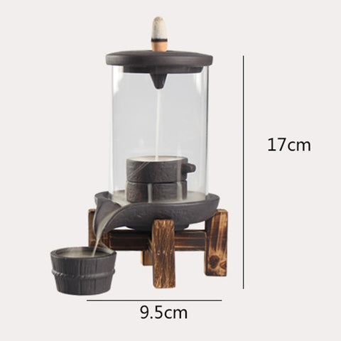 Auspicious Dragon Smoke Backflow Incense Burner Glass Cover Ceramic Crafts Teahouse Ornaments