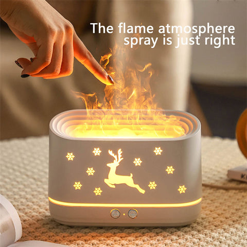 Electric Elk Flame Aroma Diffuser 300ml Mute Household Mini Atmosphere Lamp Christmas Home Decorations